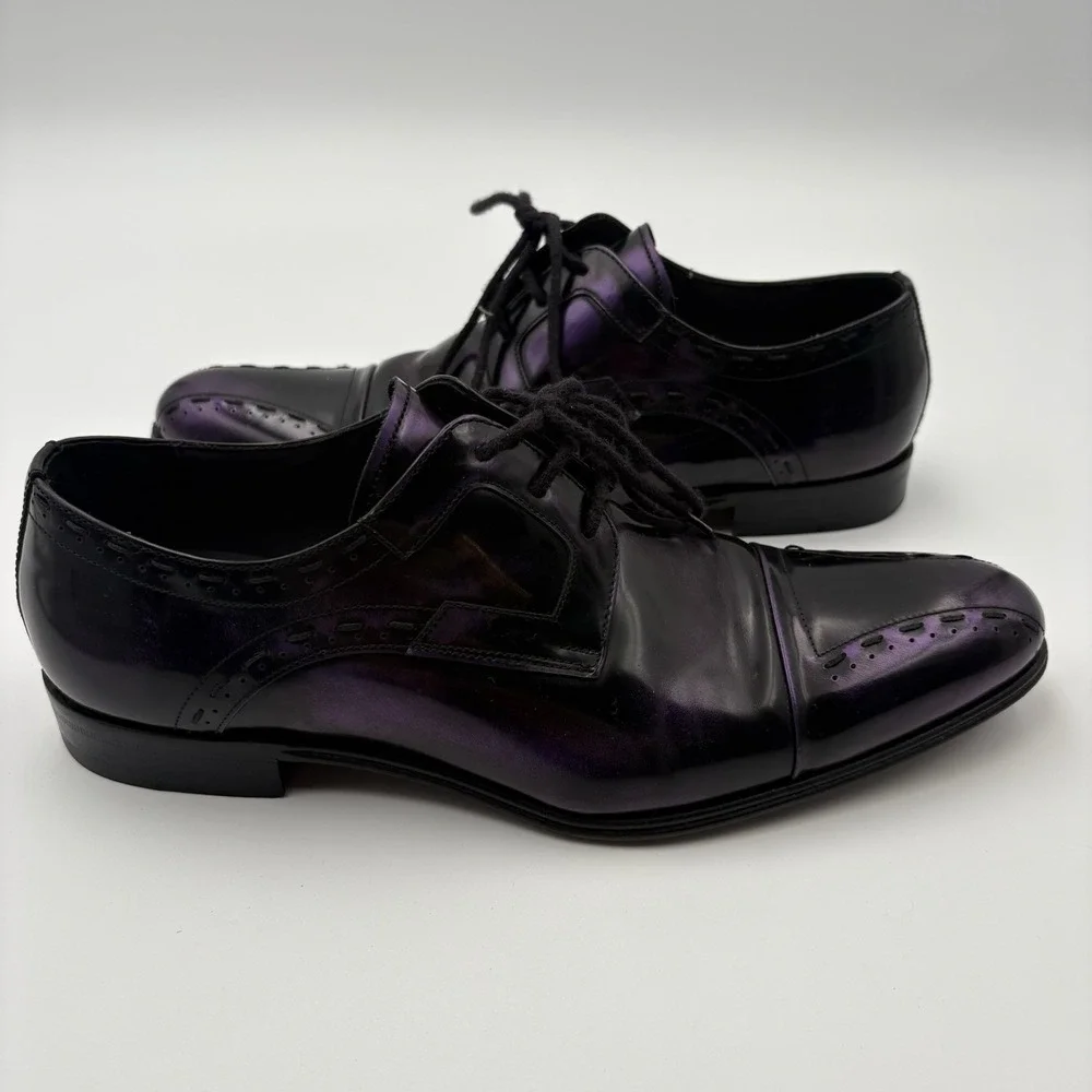 Mezlan Custom Purple Black Ombre Patent Leather Dress Shoes Oxford Men's Size 9M